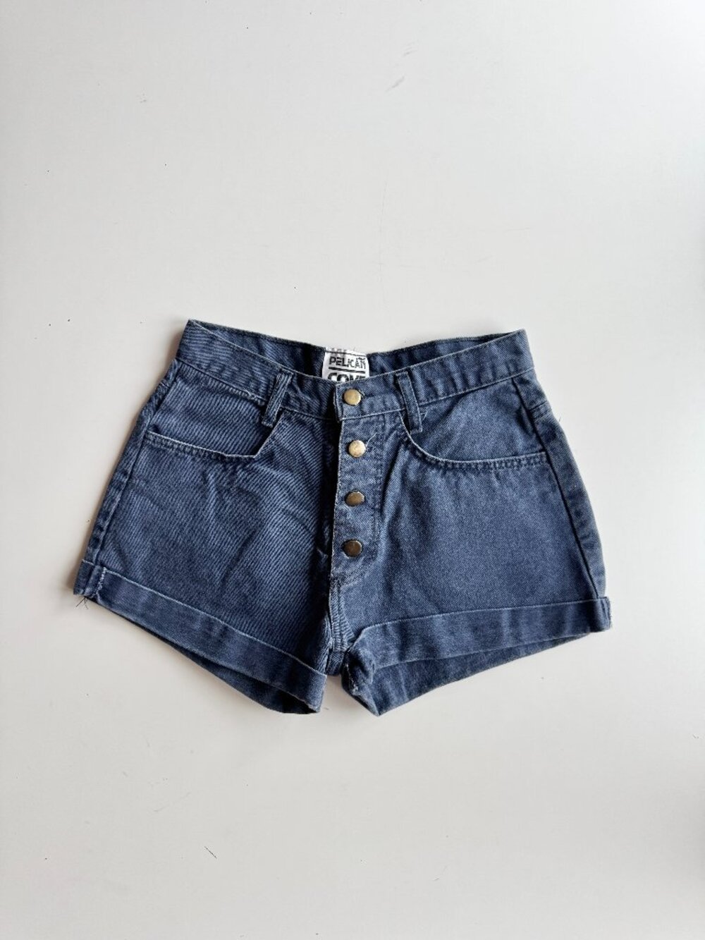 Vintage PELICAN COVE Dark Blue Mid Rise Button Fly Cuffed Denim Shorts, Size XS